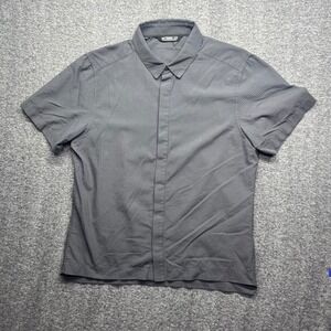 Arc'teryx Shirt Mens Medium Grey Skyline Micro Check Short Sleeve Button Up